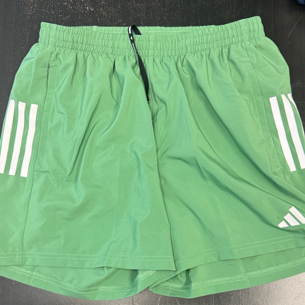 Adidas Own The Run 5” running shorts. Medium. Green